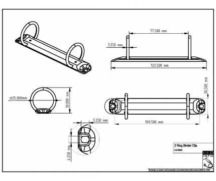 11x17 Ringboard Clipboard Angle D 3 Ring 2 Clips