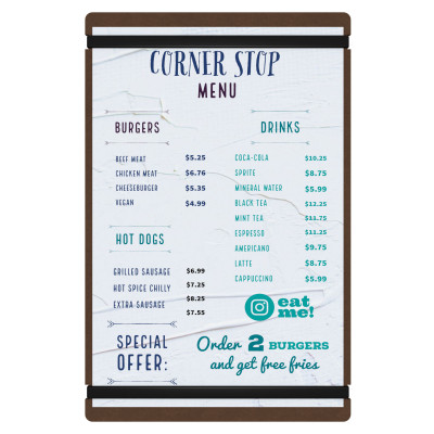 Large HDF Menu Board with Bands