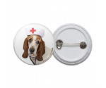 Basset Hound Nurse Pinback Button