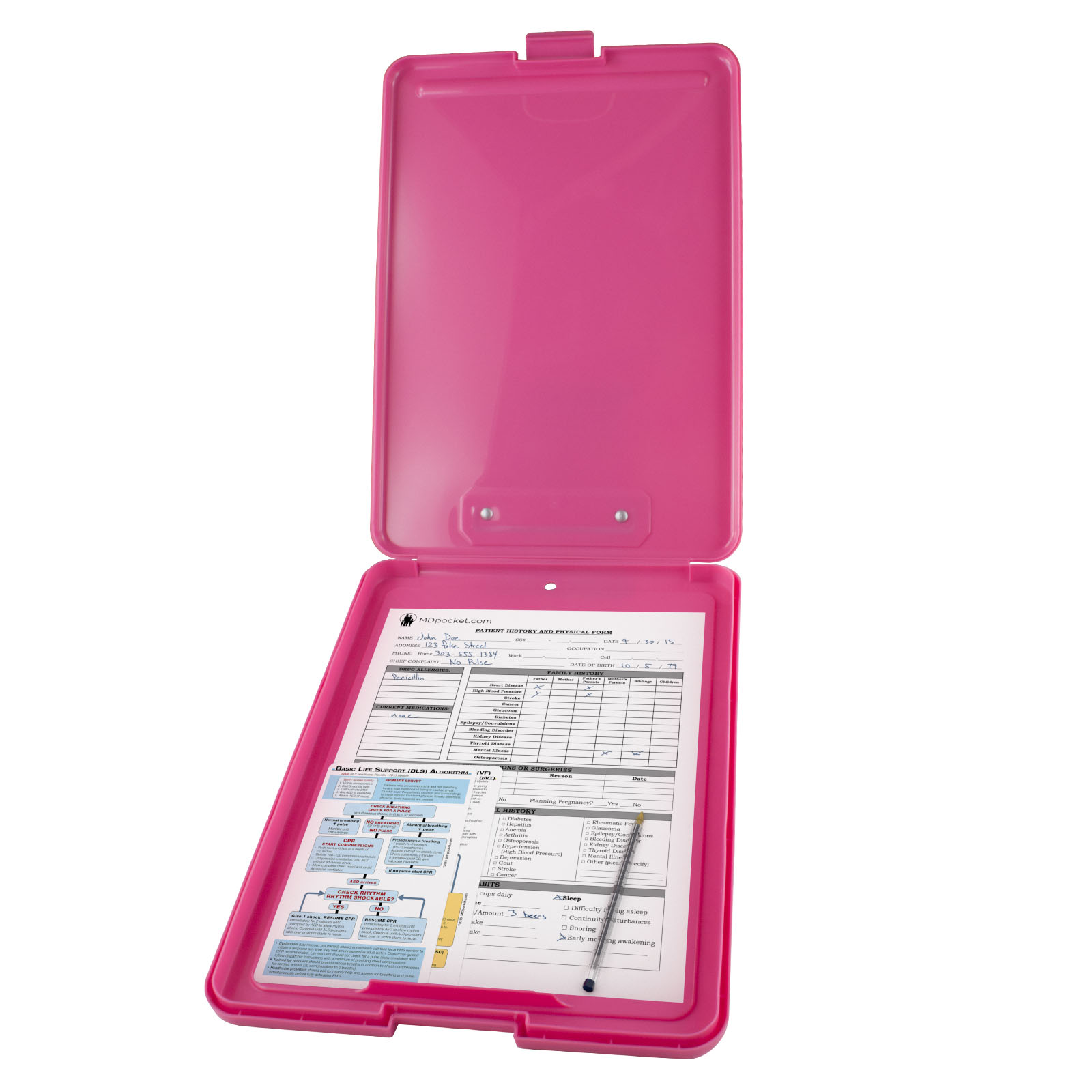 Plastic Pink Storage Clipboard