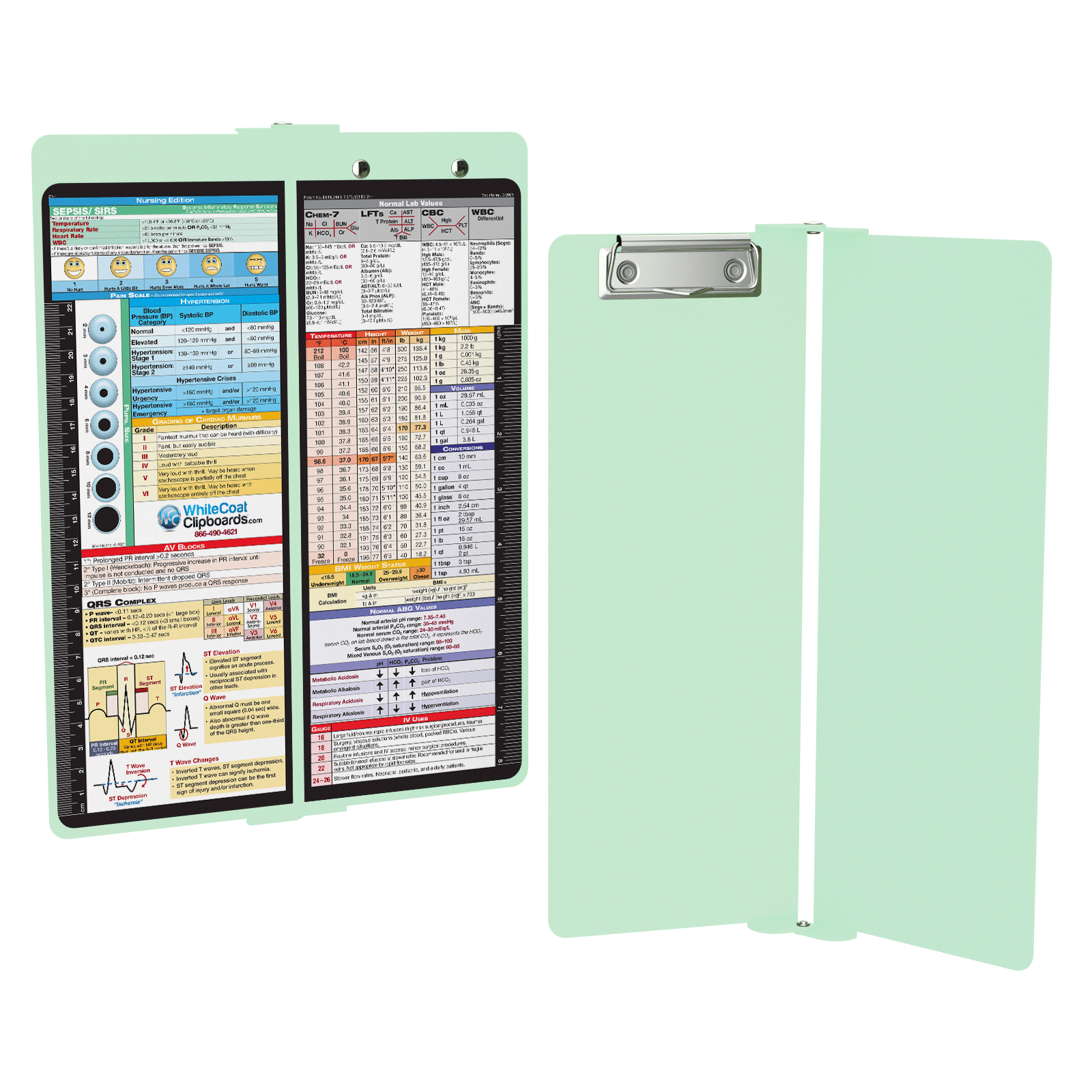 WhiteCoat Clipboard® Vertical Mint Nursing Edition